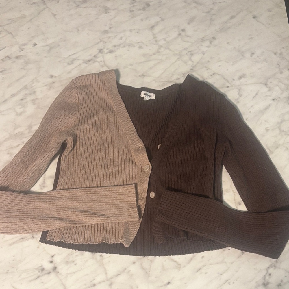 Two-Tone Brown and Tan Women's Cardigan